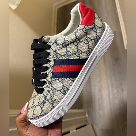 Gucci Shoes - Gucci adult ' Beige and Red Sneakers
